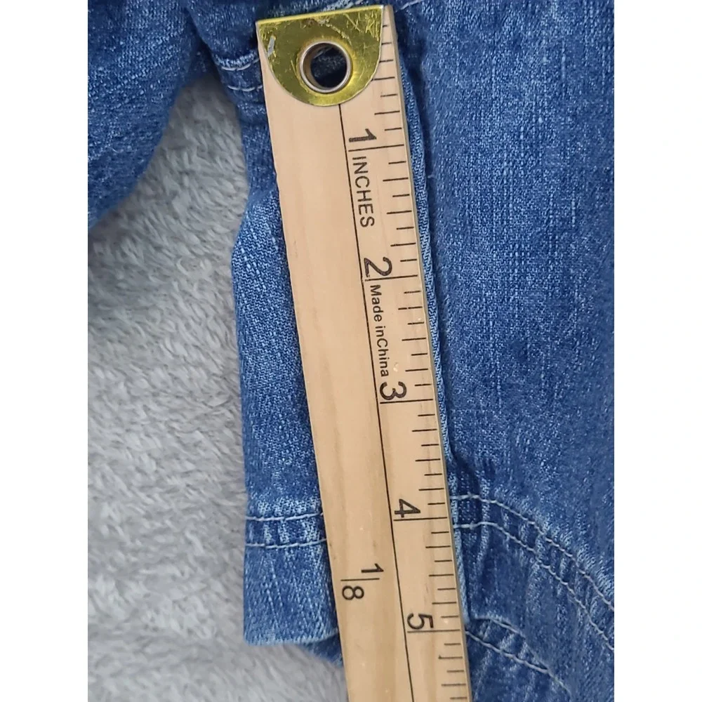 Vintage 90's Bill Blass Jeans Denim‎ Overall Shorts Women's Sz S Blue Distressed